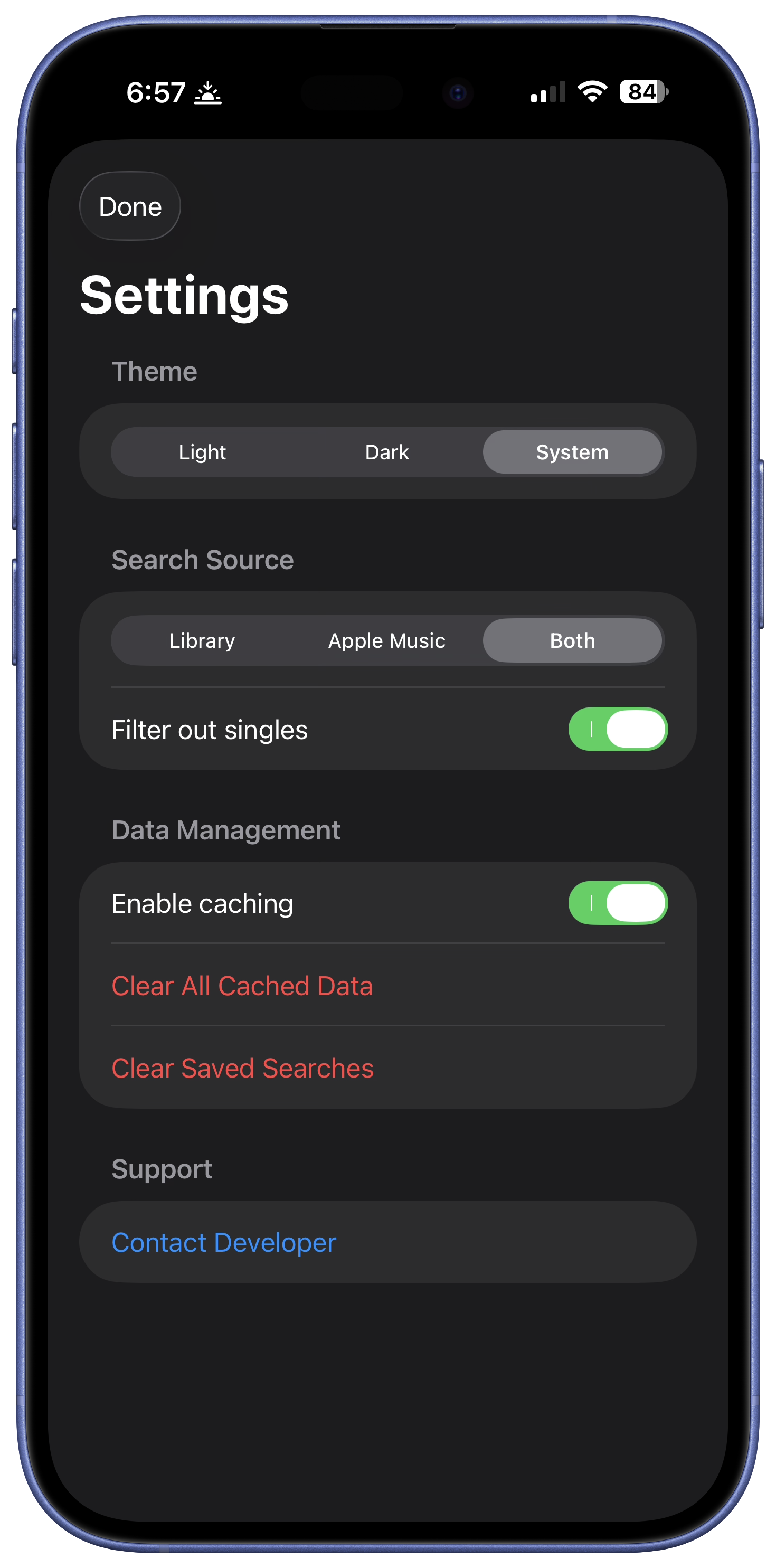 Settings and appearance